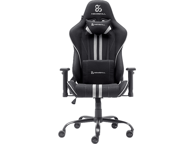 Silla gaming - Newskill Kitsune V2, Cojines cervical y lumbar, Reclinable 180º, Hasta 136 kg, Gris