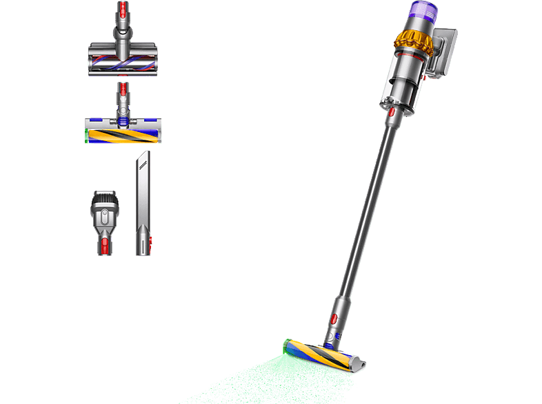 Aspirador escoba - Dyson V15 Detect™ Absolute, Potencia succión 240 AW, 60 min, Inteligente y Potente, 3 Modos, Tecnología Láser, Sensor Suciedad