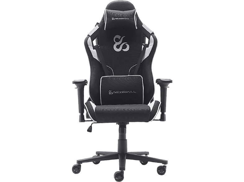 Silla gaming - Newskill Takamikura V2, Reposabrazos 4D, Tela Transpirable, Cojines Lumbar y Cervical, Reclinable en 180º, Hasta 136 kg, Gris