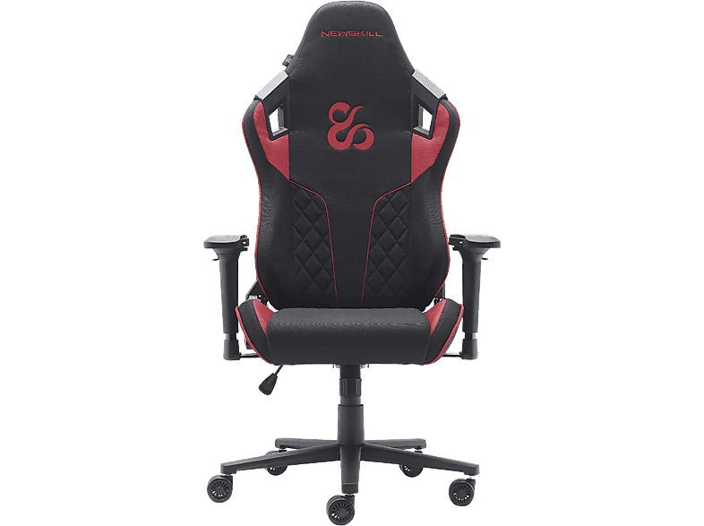 Silla gaming - Newskill Takamikura V2, Reposabrazos 4D, Tela Transpirable, Cojines Lumbar y Cervical, Reclinable en 180º, Hasta 136 kg, Rojo