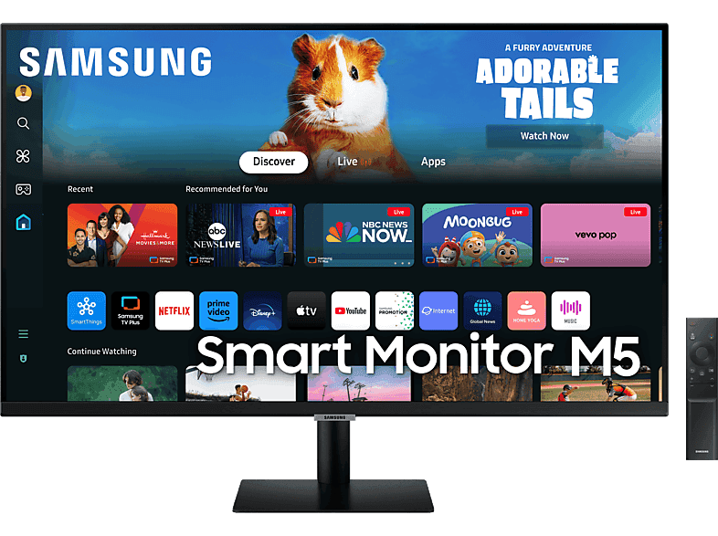 REACONDICIONADO Seminuevo Bueno Monitor - Samsung Smart M5  LS27DM500EUXEN, 27", Full-HD, 4 ms, 60 Hz, Altavoces integrados, WiFi, Bluetooth, Negro