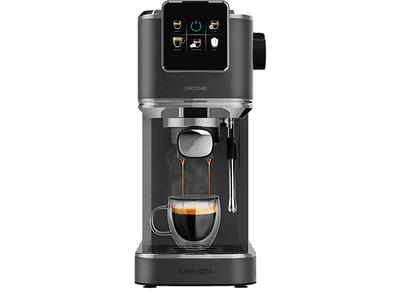 Cafetera express - Cecotec Cafelizzia ColdBrew, 20 bares, 1.2L, Doble salida, Vaporizador orientable, Sistema ColdBrew, Desmontable, Negro