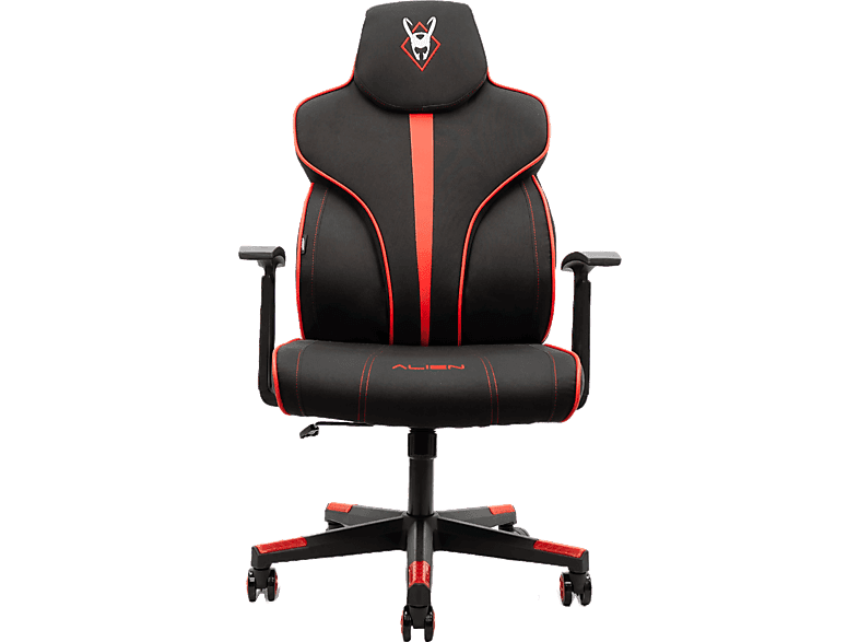 Silla gaming - Woxter Station Alien v2.0, Hasta 150 kg, Reposabrazos Fijos, Ruedas Antiarañazos, Rojo