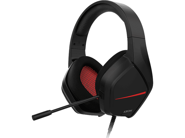 Auriculares gaming - Krom Kopa Move, Supraaurales, Con cable, Diadema ajustable y ligera, 50 mm, Sonido estéreo, Negro