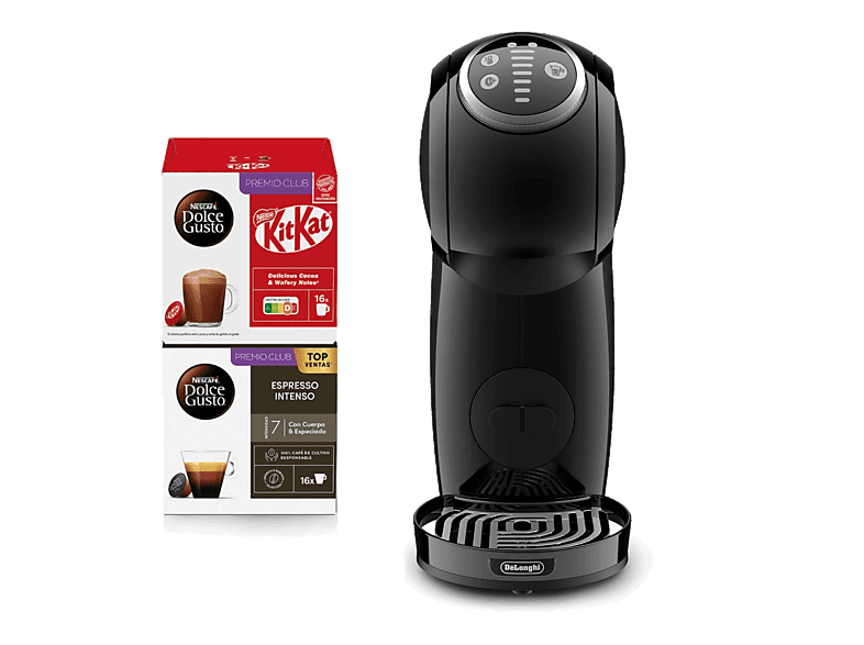 Cafetera de cápsulas - De'Longhi EDG315.B + 2 packs Genio Plus de regalo, 1500W, 15 bar, 0.8 l, Apagado automático, Negro
