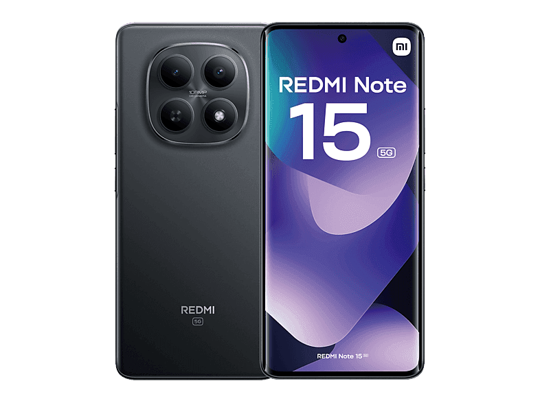 Xiaomi Redmi Note 15 5G, Negro, 256 GB, 8 GB RAM, 6.77" AMOLED FHD+, Snapdragon 6 Gen 3, 5520 mAh