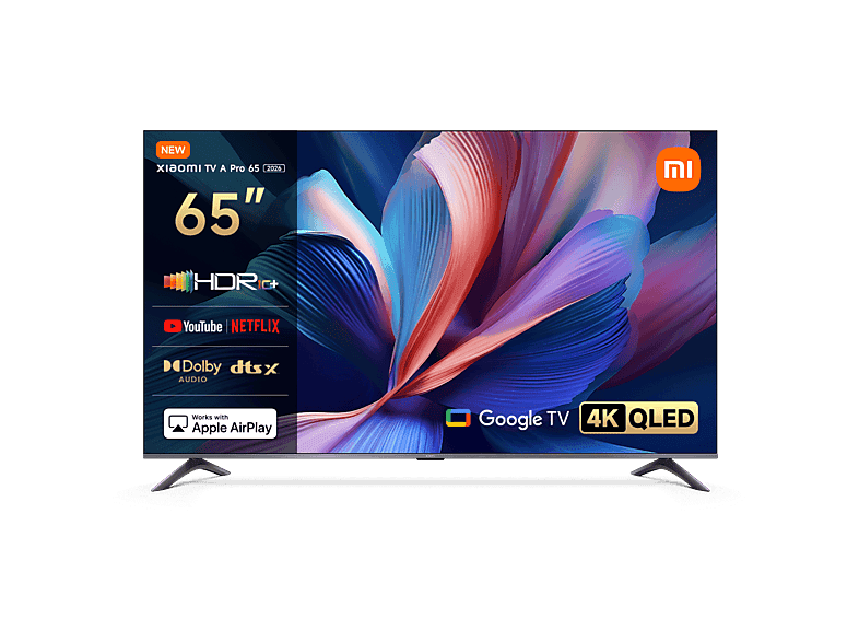 TV QLED 65" - Xiaomi 65 A PRO, QLED 4K, Quad cortex A55, Smart TV, Google TV, Negro
