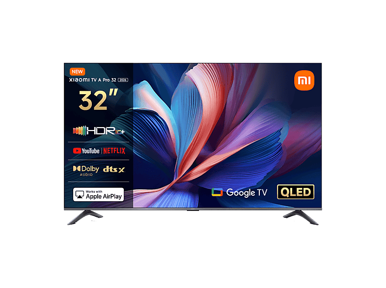 TV QLED 32" - Xiaomi 32 A PRO, QLED HD, Quad A53, Smart TV, Google TV, Negro