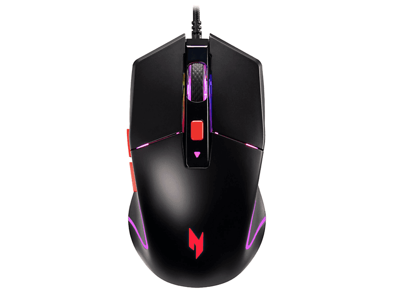 Ratón gaming - Acer Nitro Mousse 100, Con cable, 7200 DPI, 6 botones, Ambidiestro, Negro