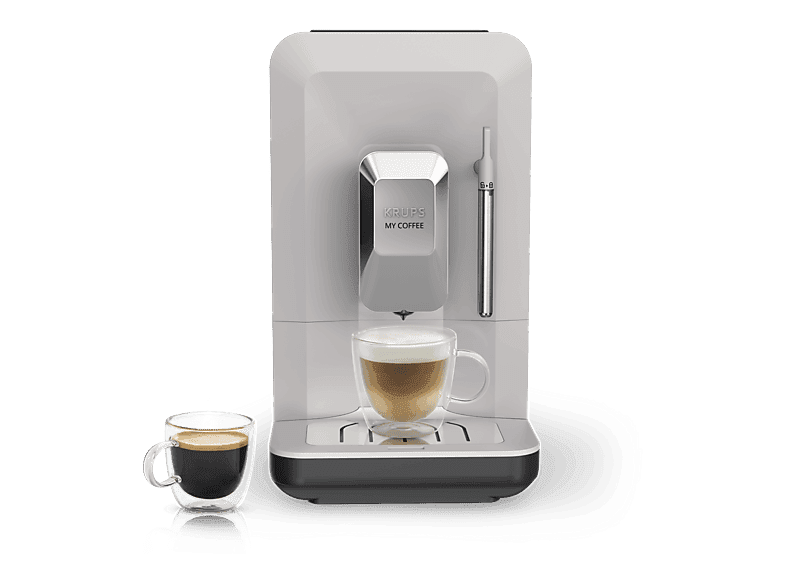 Cafetera superautomática - KRUPS My Coffee EA201B, 3 recetas de café, Táctil, Molinillo, Bandeja de goteo extraíble, Compacta, 15 bares, Gris