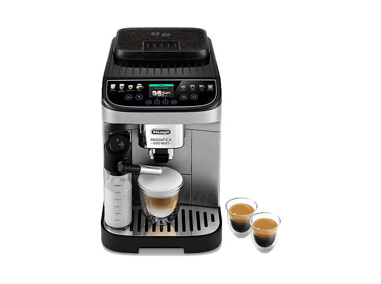 Cafetera superautomática - De'Longhi Magnifica Evo Next ECAM 310.80.SB, 1450 Watt, 15 bar, Molinillo integrado, Depósito de leche, Plata/Negro