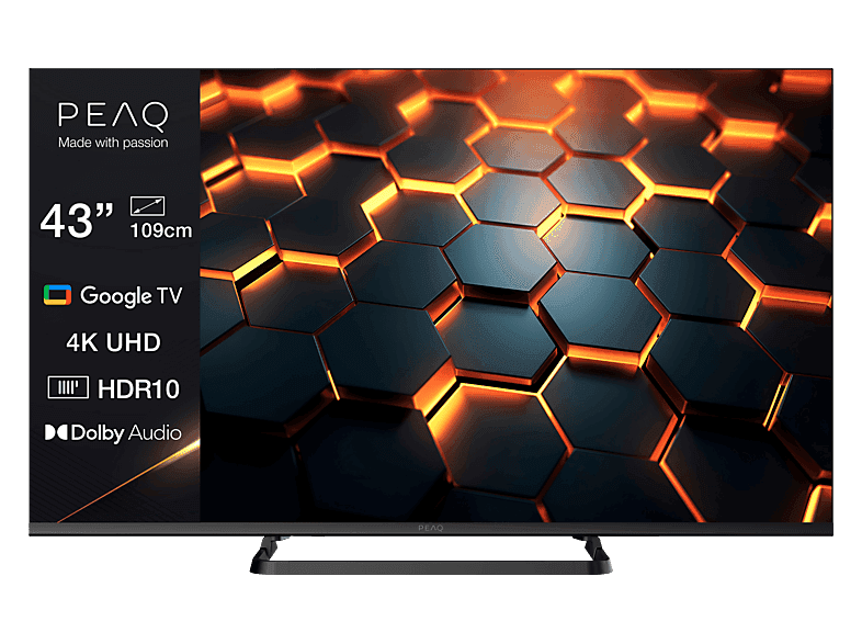 TV LED 43" - PEAQ PTV 43GU-5026C, UHD 4K, DVB-T2 (H.265), Direct LED, Negro