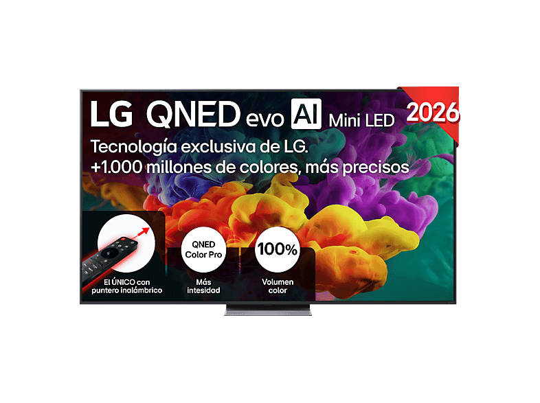 TV QNED Mini LED 75" - LG 75QNED86B6B, UHD 4K, Procesador Inteligente α8 AI Processor 4K Gen3, Smart TV, DVB-T2 (H.265), Negro