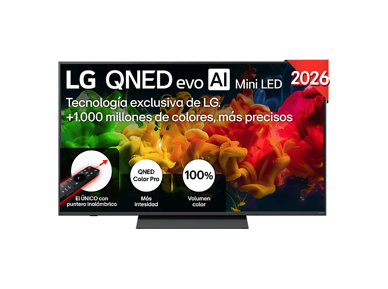 TV QNED Mini LED 55" - LG 55QNED81B6A, UHD 4K, Procesador Inteligente α7 AI Processor 4K Gen9, Smart TV, DVB-T2 (H.265), Negro