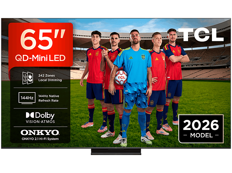 TV QD-Mini LED 65" - TCL 65C6K Pro, UHD 4K, TCL AiPQ Processor, Smart TV con Google TV, Dolby Vision-Atmos, Negro