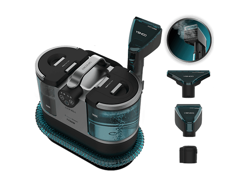 Aspirador de tapicerías - Cecotec Conga 7000 Carpet&Spot Clean Steam XXL, 1700 W, Radio de hasta 7 m, Limpia tapicerías, Azul y Negro