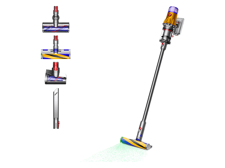 Aspirador escoba - Dyson V12 Detect™ Slim Absolute, Potencia succión 150 AW, Inteligente y Ligero, 60 min, Pantalla LCD, Tecnología Láser
