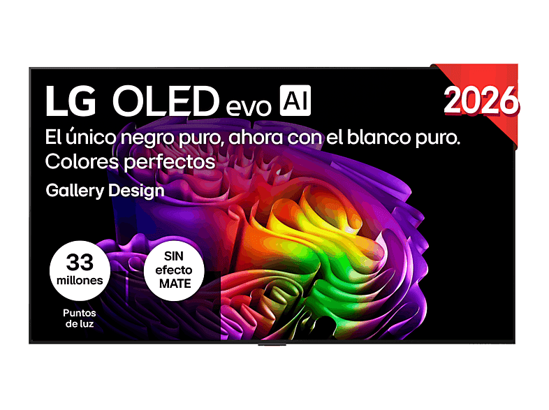 TV OLED 65" - LG OLED65G64LW, OLED 4K, Procesador Inteligente α11 AI Processor 4K Gen3, Smart TV, DVB-T2 (H.265), Gallery Design, Negro