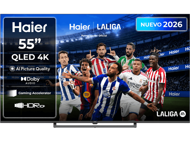 TV QLED 55" - Haier S80G Series H55S80GUX, QLED 4K HDR10, Google TV, AI Picture Quality, Gaming 120Hz, Negro