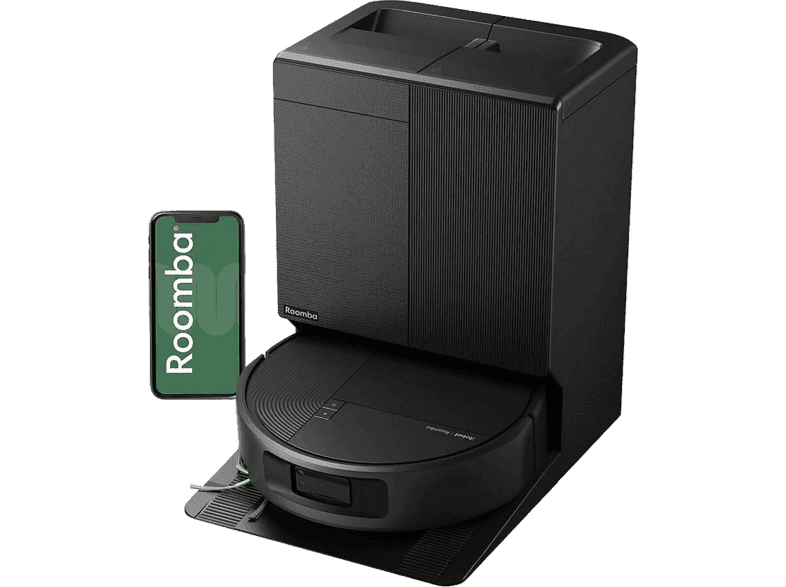 Robot aspirador - iRobot Roomba® Plus 675 Combo con Base AutoWash™, 180 min, 30000 Pa, Friega y aspira, Negro