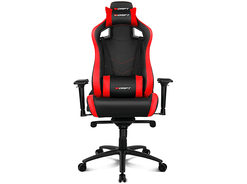 Silla gaming - Drift DR500R, Reposabrazos 4D, Cojín cervical y lumbar, Reclinable, Giratorio, Rojo