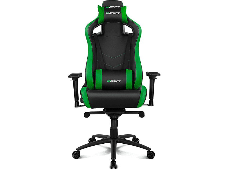 Silla gaming - Drift DR500G, Reposabrazos 4D, Cojín cervical y lumbar, Reclinable, Giratorio, Verde
