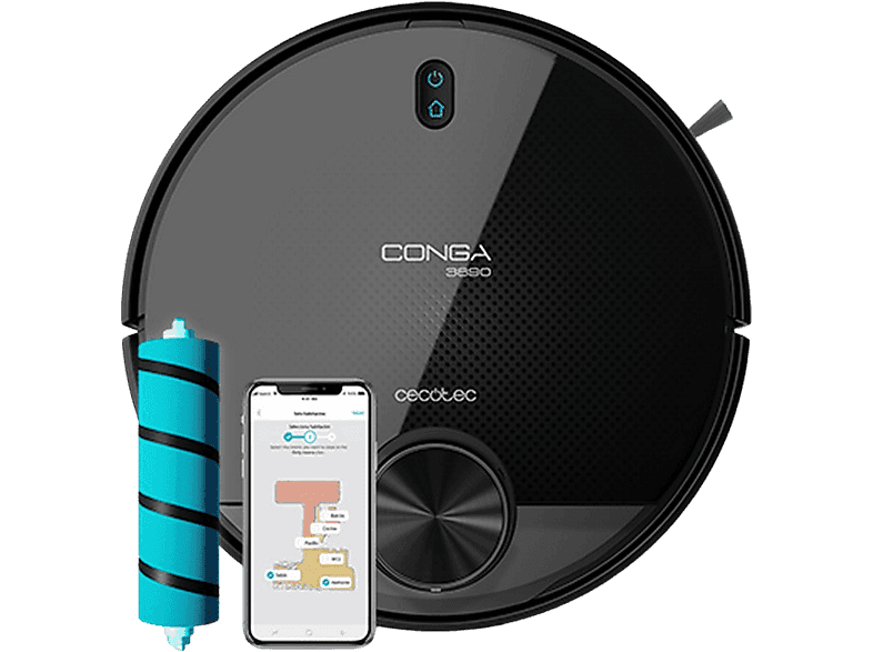REACONDICIONADO Seminuevo Muy bueno Robot aspirador - Cecotec Conga 3890 Titanium, 2300 Pa, 10 Modos de limpieza, Wi-Fi, 150 min, 64 dB, Negro