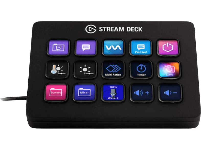 Capturadora de vídeo - Elgato Stream Deck MK.2 10GBA9901, Para PC y Mac, 15 Teclas macro, Negro