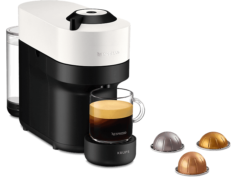 Cafetera de cápsulas - Nespresso® Krups Vertuo Pop XN920110, 1500 W, 0.56 L, Calentamiento 30 s, Tecnología Centrifusion™, Bluetooth, Wi-Fi, White