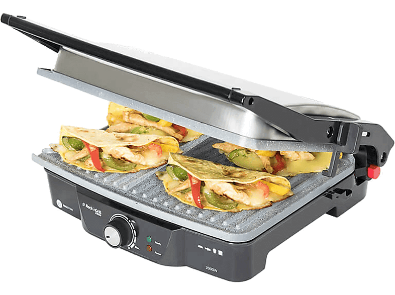 Grill - Cecotec Rock'nGrill, 2000W, Antiadherente, Apertura 180º, Regulador temperatura, Placa
