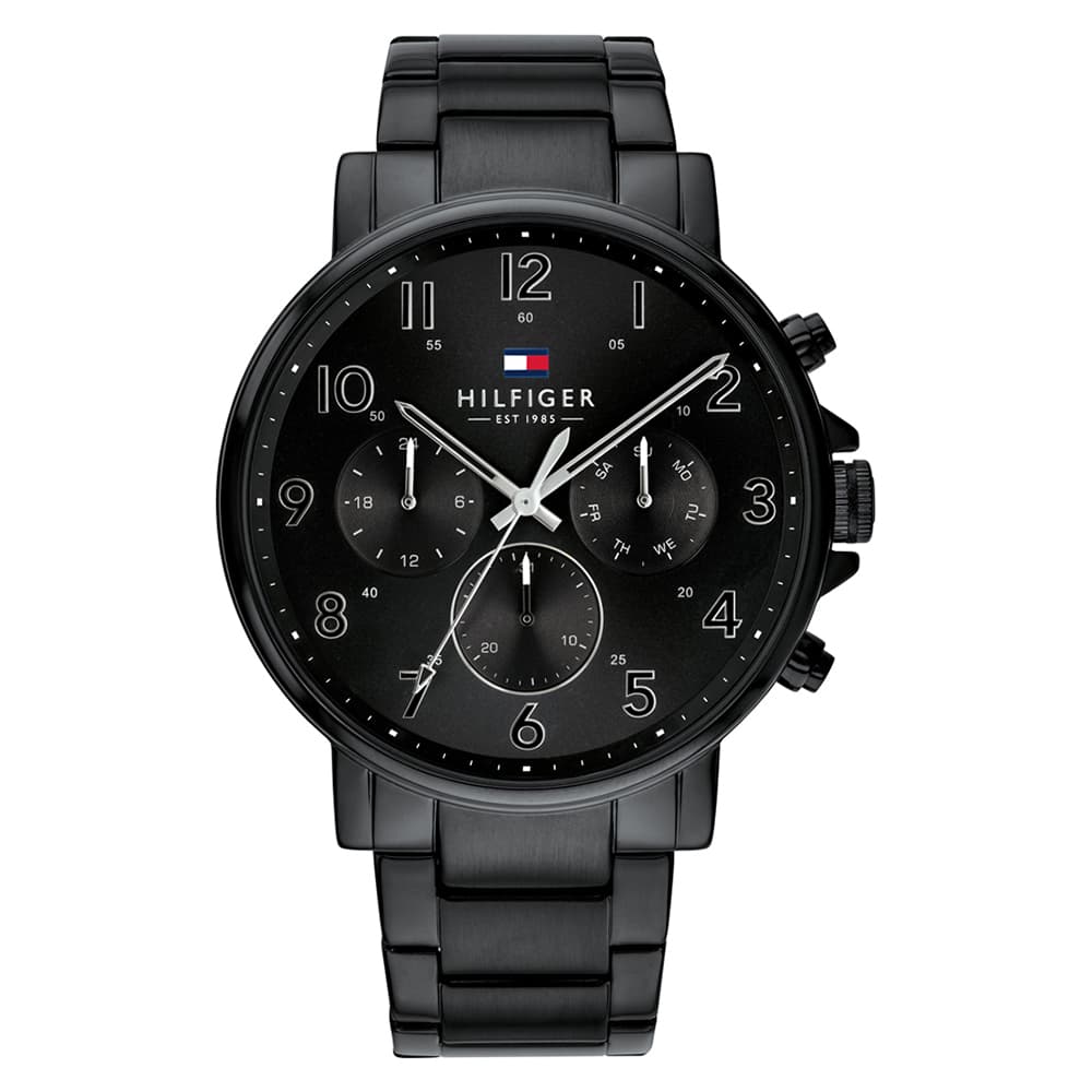 Reloj de Hombre Tommy Hilfiger 1710383, Esfera Negro de 44 MM + Caja de Regalo Elegante