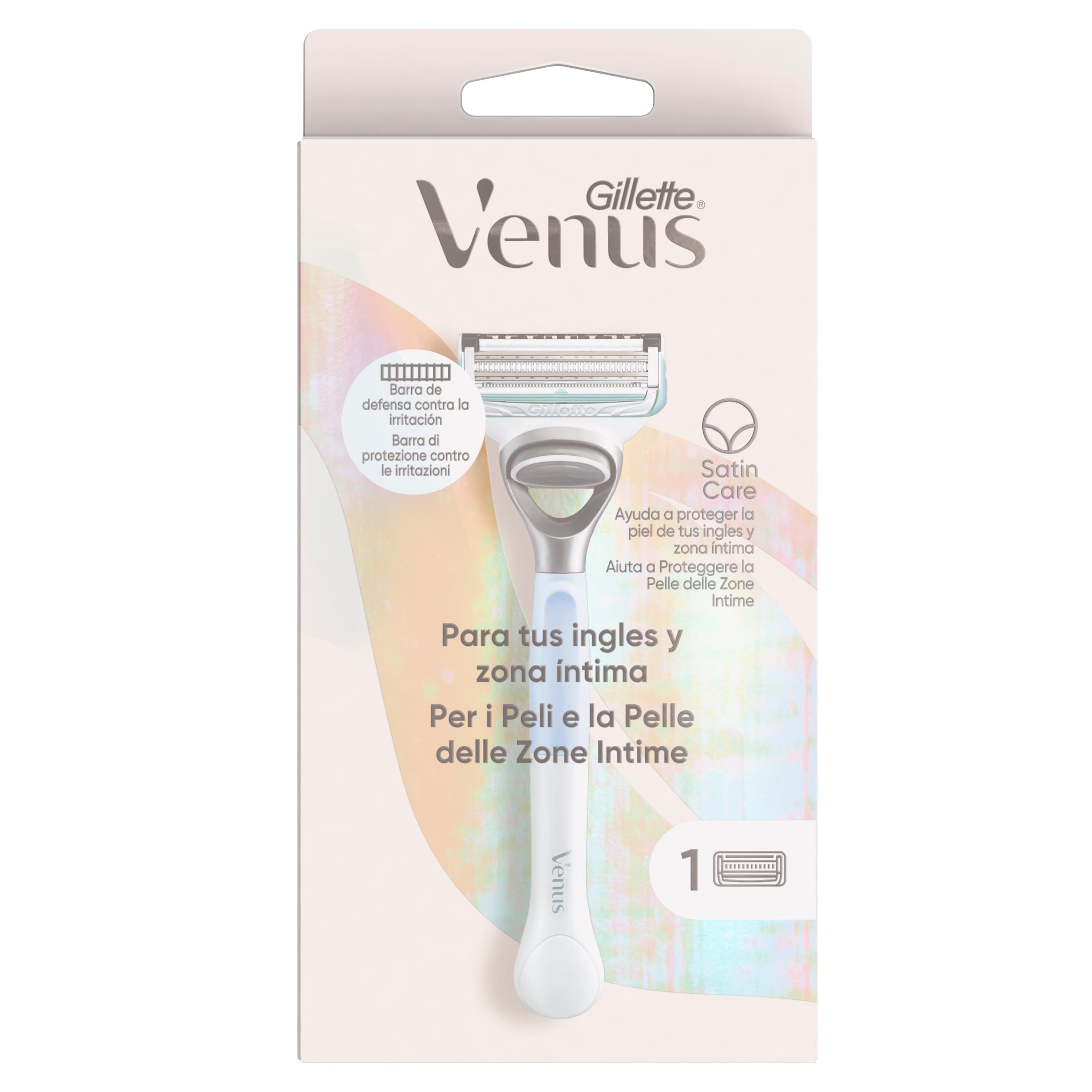 Gillette Venus Satin maquinilla de depilación para mujer para ingles y zona intima, 1 mango