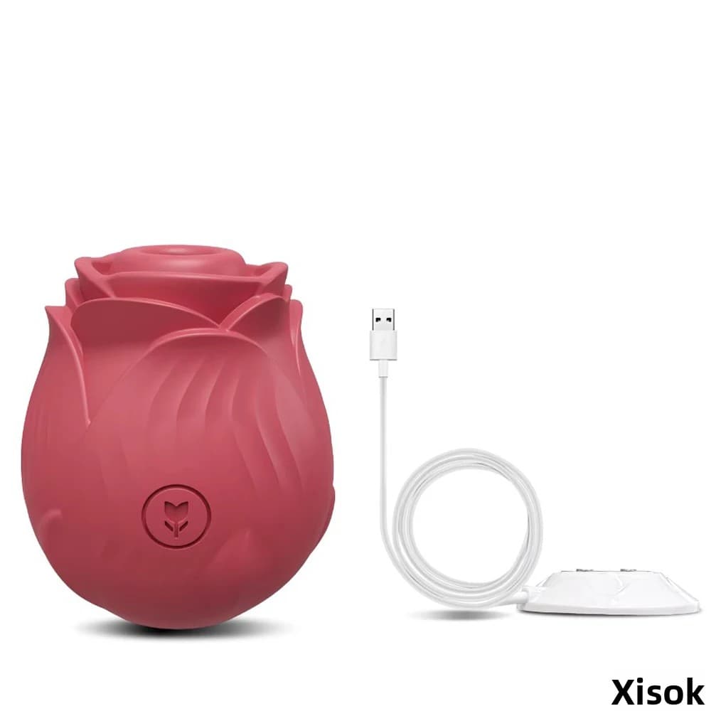 Juguete Sexual Para Mujeres Rose-Toy Dildo Vibrador Con Estimulador De Clítoris Y Lengua Licking Sucker De Silicona Médica