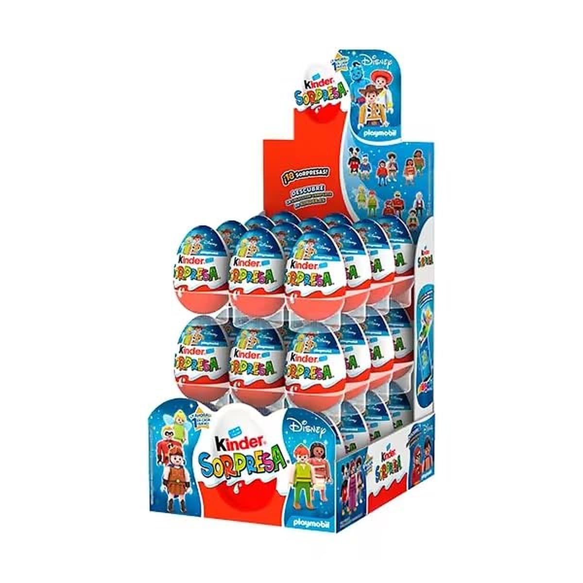 Kinder Sorpresa Disney x Playmobil – Caja de 36 Huevos de Chocolate con Sorpresa – Figuras Coleccionables Surtidas – Pack para Regalar, Fiestas y Compartir
