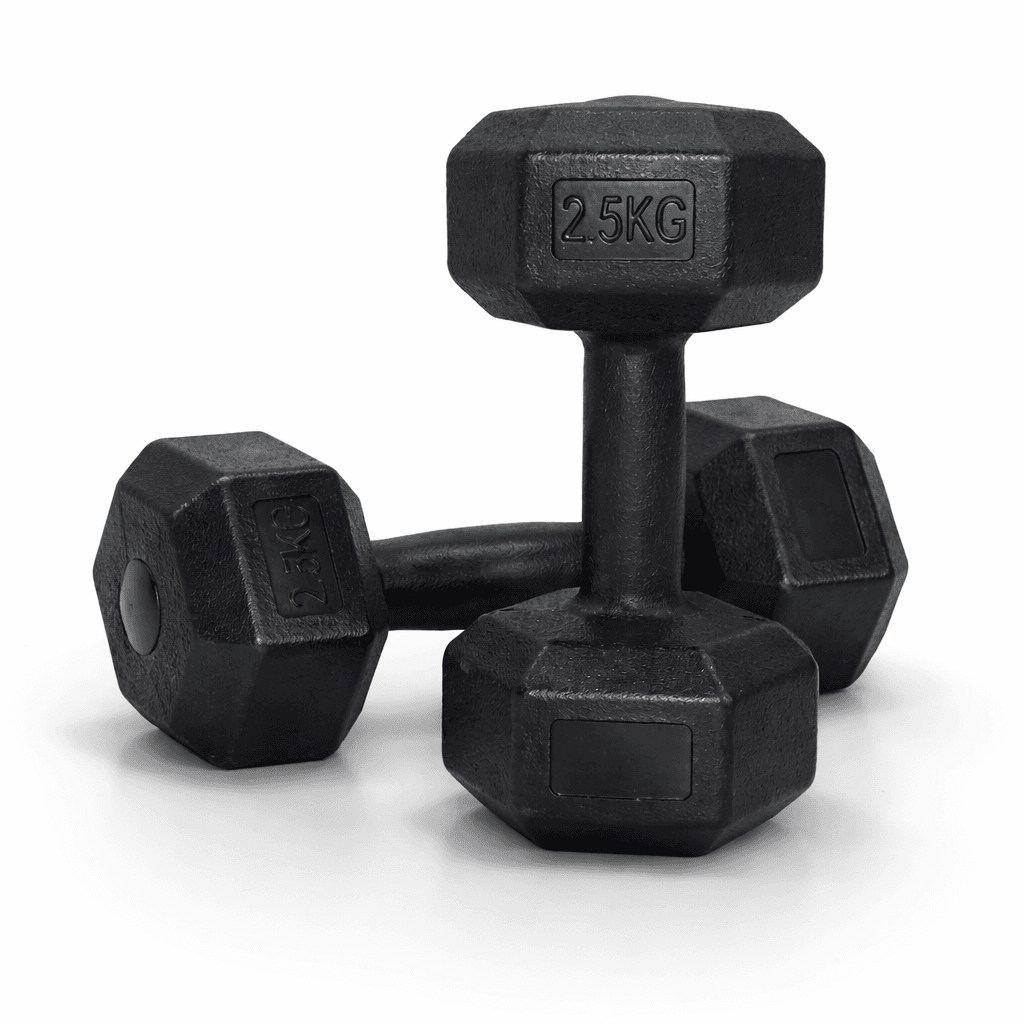 Wonduu Juego de 2 Mancuernas Hexagonales con Revestimiento de PVC 2.5Kg cada una Antideslizantes TOTAL 5KG