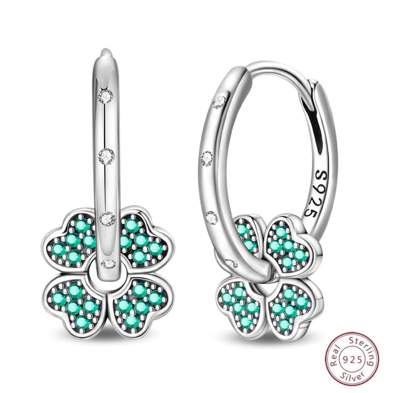 Pendientes De Borla De Plata 925 Para Mujer Y Niñas Con Cristal Zirconia De Four Leaf Clover Joyería De Moda Para Regalo