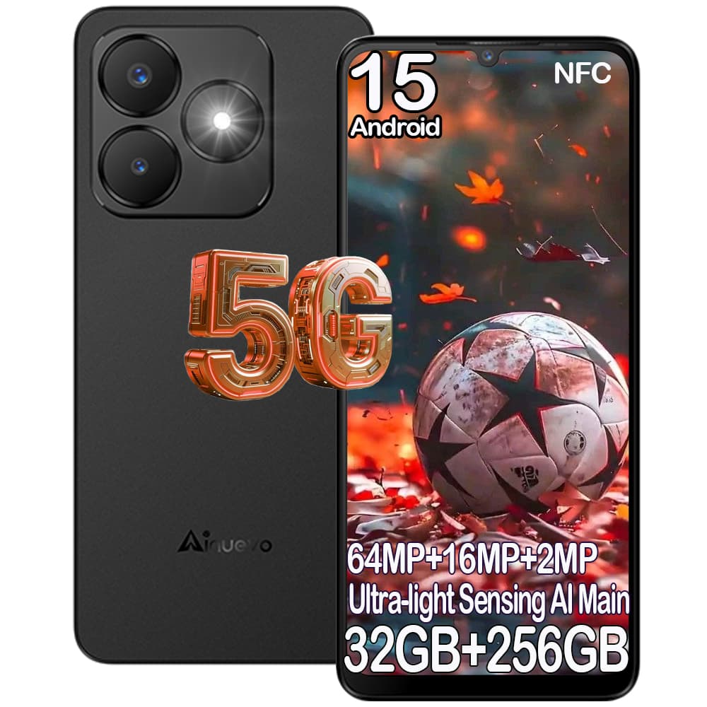Smartphone 5G - Ainuevo Neo S25 Pro teléfonos móviles baratos - 6.75" 32GB 256GB 5280mAh Android 15 teléfono 5G - cámara de 64 MP + 16 MP móviles baratos - 120Hz móviles - Doble SIM / NFC / OTG