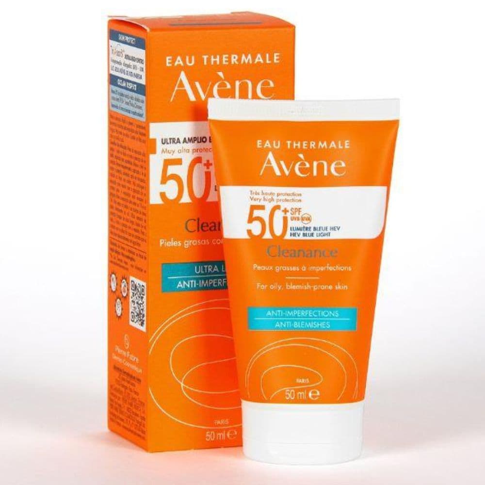Avène Cleanance Solar SPF 50+ – Crema Solar Facial Piel Grasa y Acneica - Muy alta protección con tecnología Sunsitive® Protection, textura ultraligera y acabado mate para piel grasa, mixta y acneica
