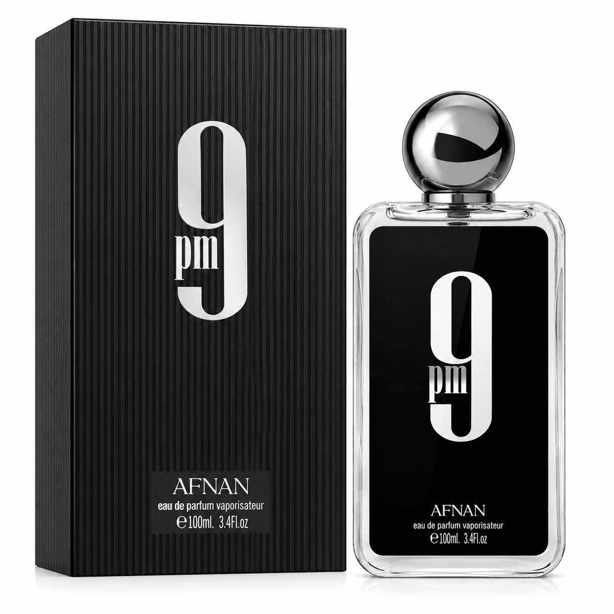 Afnan 9 PM Eau de Parfum para Hombre 100 ml, Perfume Masculino Especiado y Afrutado con Manzana, Canela, Vainilla, Ámbar y Haba Tonka, Fragancia Elegante para Noche, Ocasiones Especiales y Regalo
