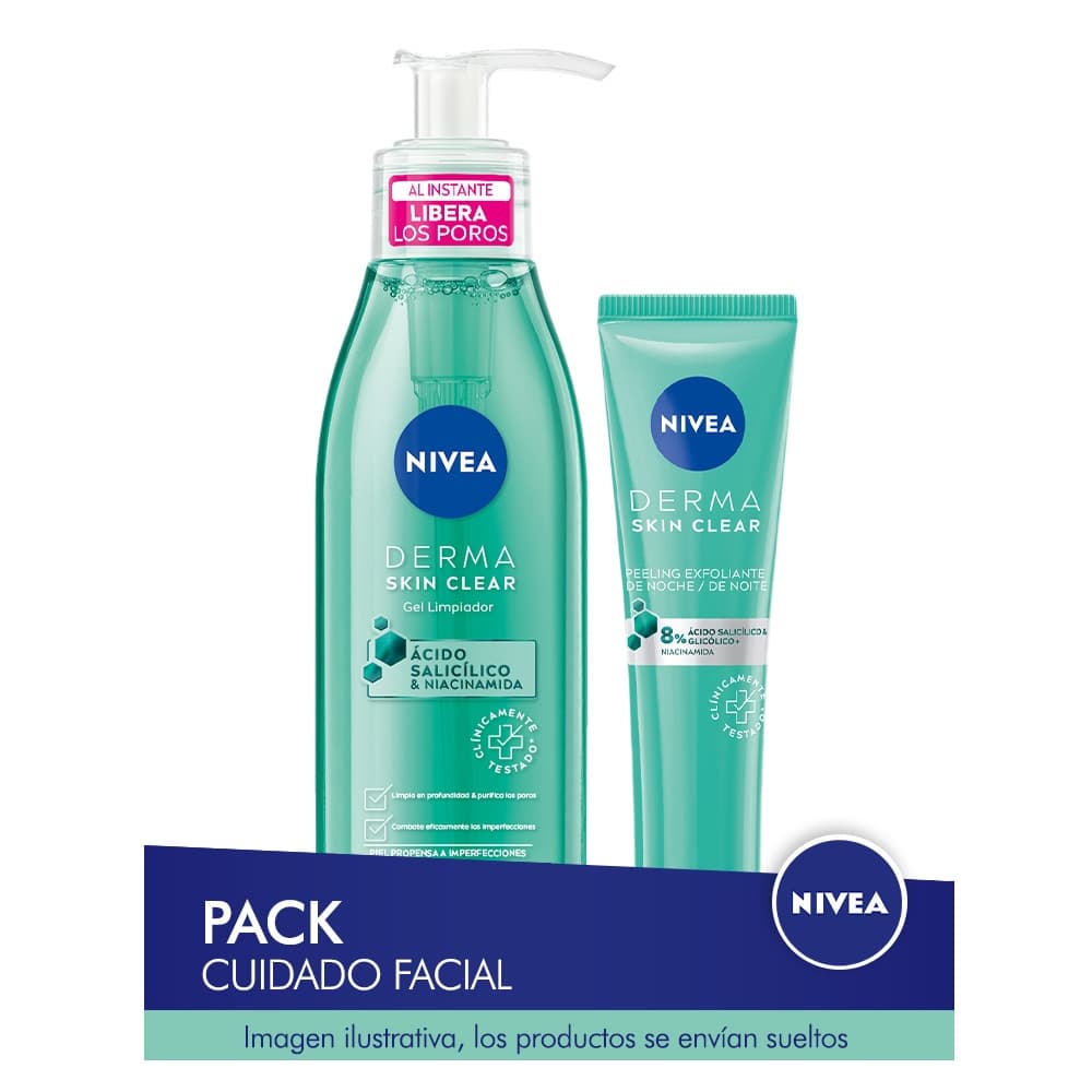 NIVEA Pack ahorro Derma Skin - Contiene exfoliante facial y gel limpiador facial