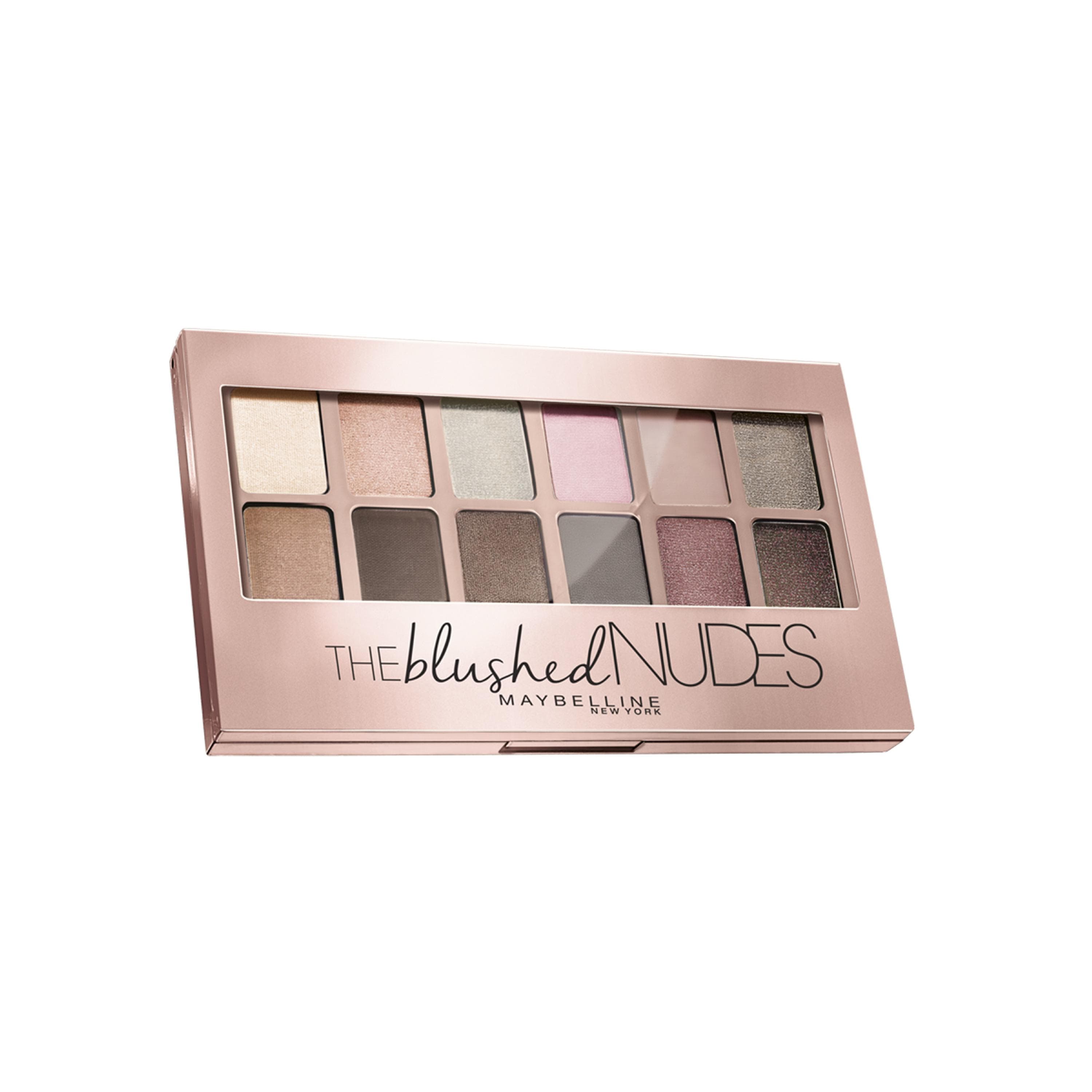 Maybelline New York | The Blushed Nudes Paleta de Sombras de Ojos 12 sombras colores nude y rosas- 9,6 g