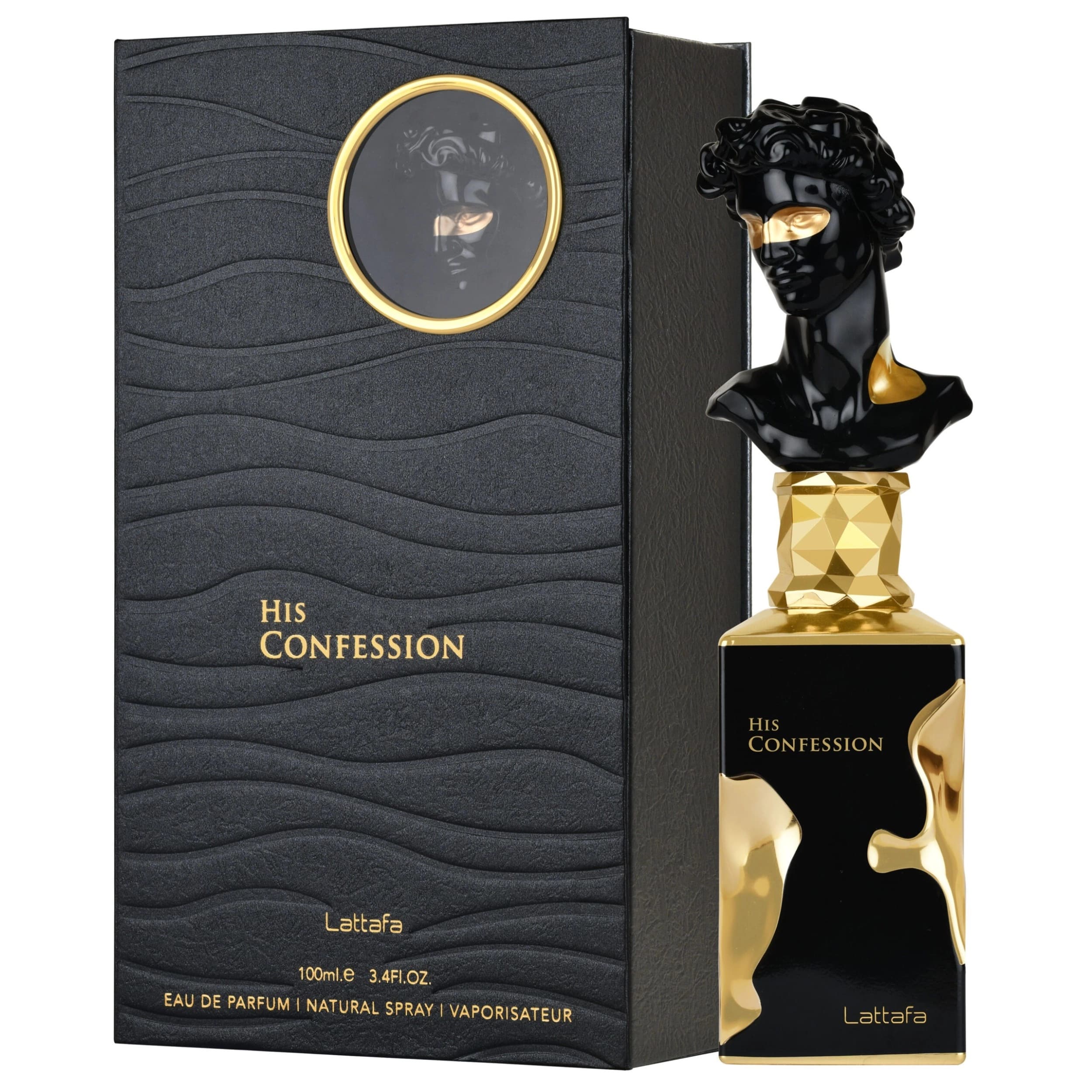 Lattafa His Confession Eau de Parfum 100ml – Perfume Árabe Masculino con Notas Dulces, Amaderadas y Especiadas – Fragancia Intensa y Moderna de Larga Duración