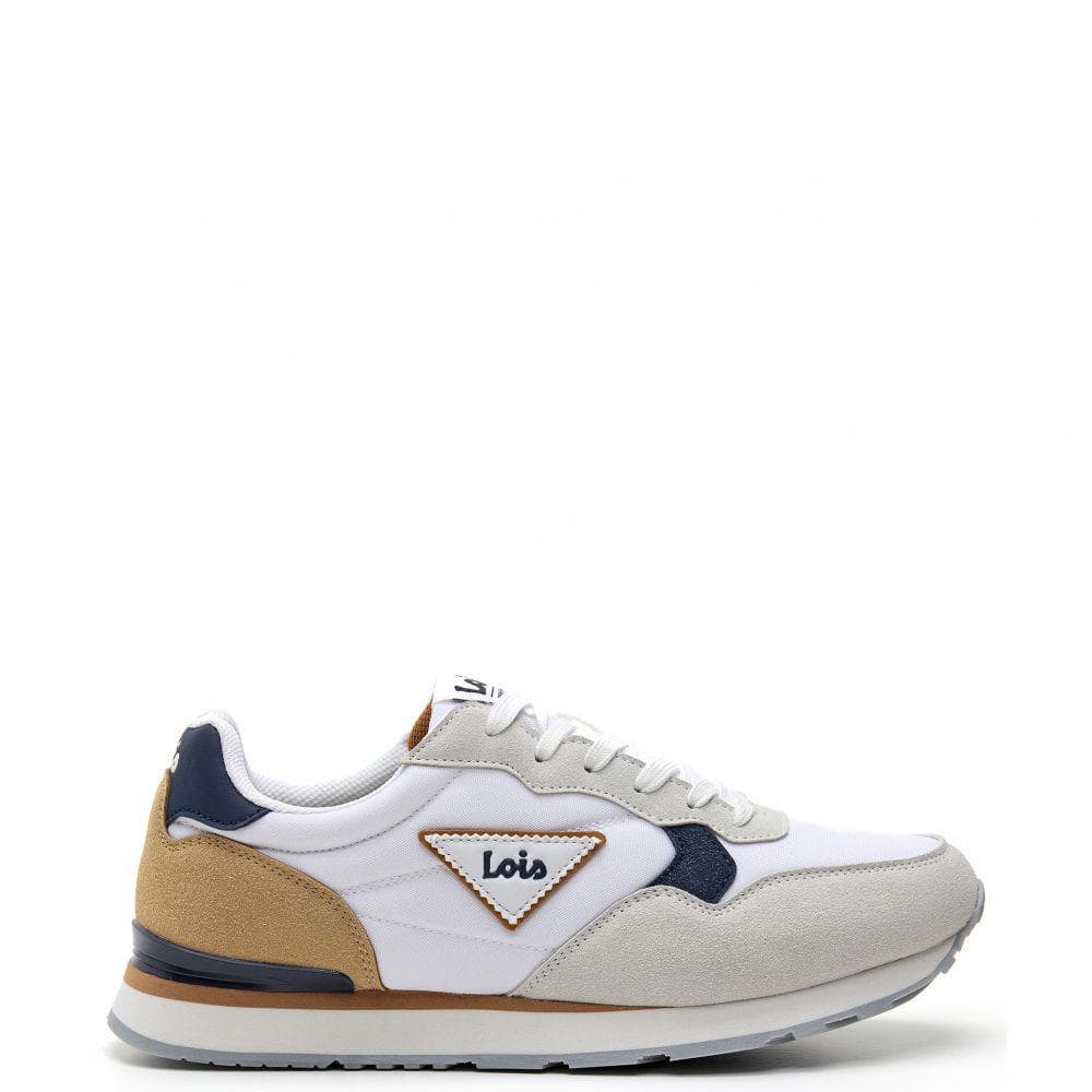 Lois 64527 Zapatillas para hombre blancas en sintético y textil con cordones 64527-006