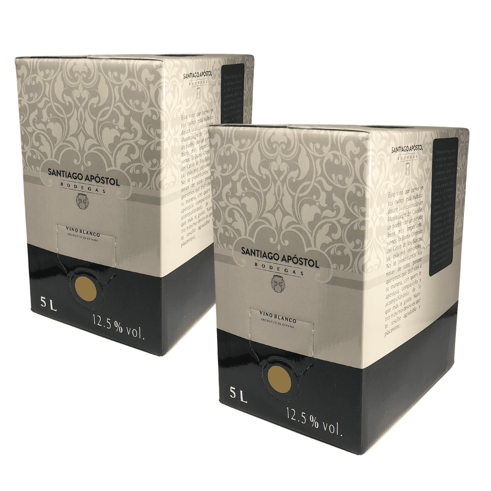 OFERENTE - Vino Blanco Bodegas Santiago Apostol - Vino Blanco D.O Jumilla - Bag in Box Vino Blanco - Vino Blanco Premium - Vino Blanco de Calidad - 5 litros x 2