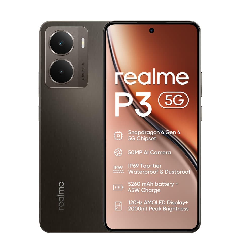 Teléfonos -realme P3 5G Smartphone Móvil, Versión EU, Snapdragon® 6 Gen 4 5G, Pantalla AMOLED Esports de 120Hz, Batería 5260mAh, Diseño espacial, Sistema de enfriamiento aeroespacial, Cámara AI de 50MP, IP69