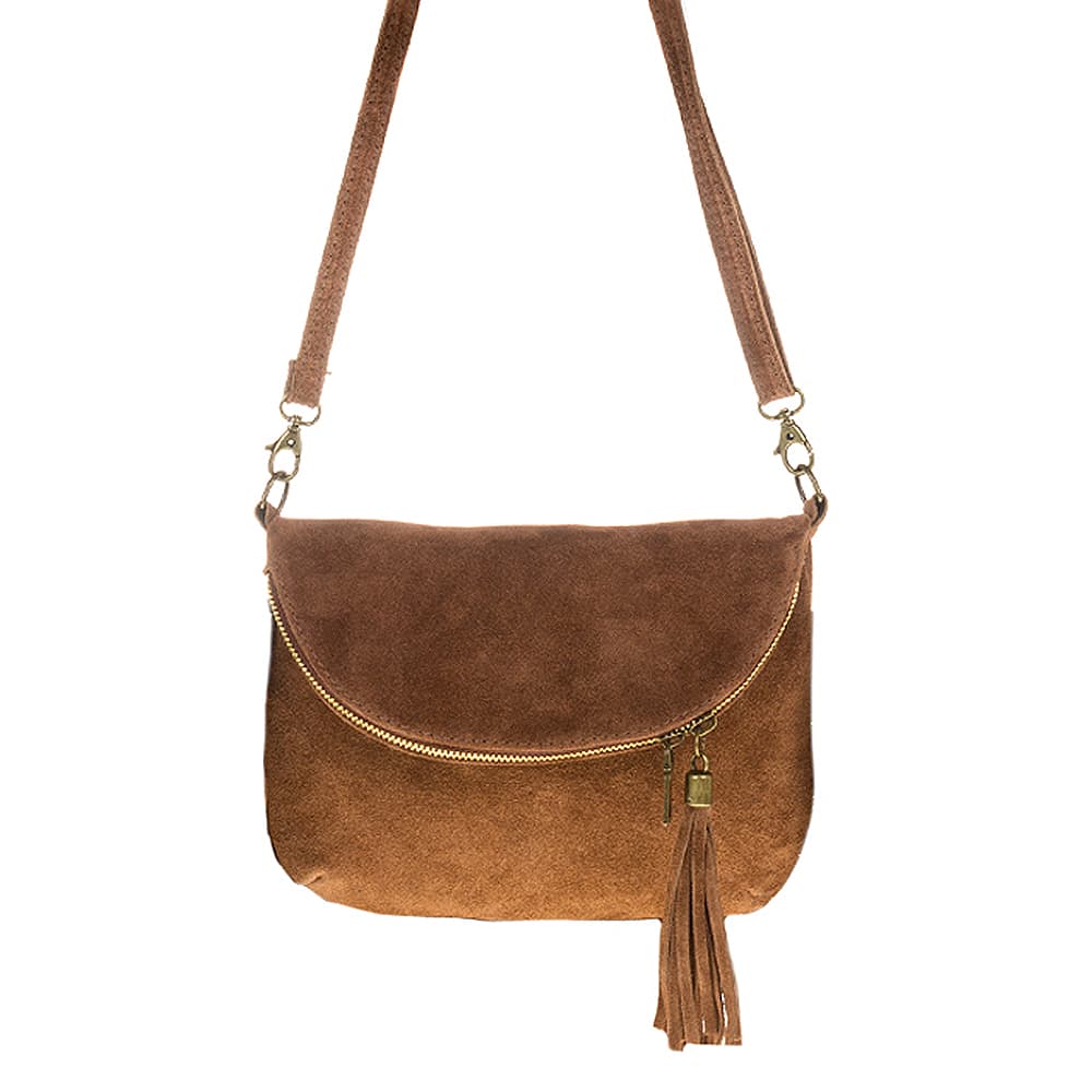 Firenze Artegiani. Cenerente Bolso bandolera Mujer.Piel auténtica Gamuza . Made in Italy. Vera Pelle Italiana.