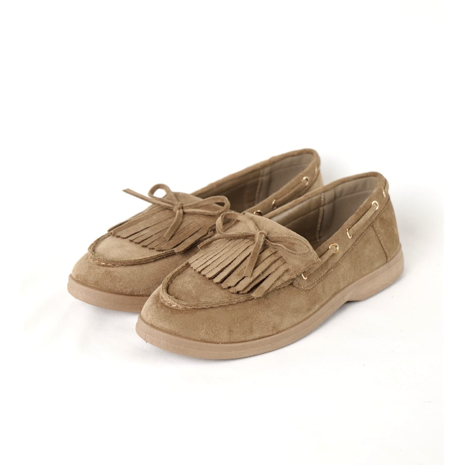 Mocasines Mujer Estilo Náutico con Flecos y Lazo Decorativo, Zapatos Planos de Gamuza Sintética Tipo Loafer Casual para Diario, Oficina y Entretiempo F8115