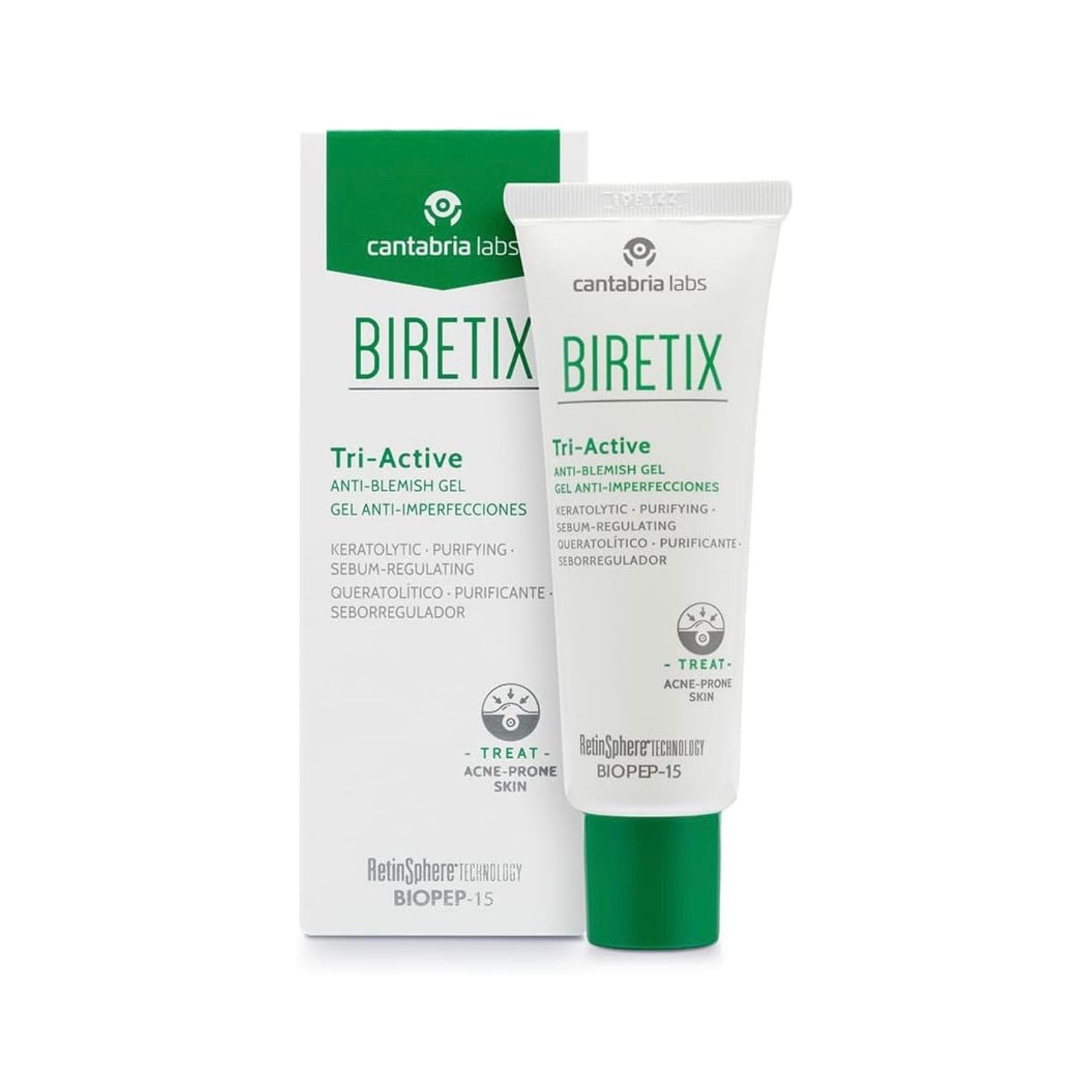 Biretix Tri Active Gel Anti-Imperfecciones, 50 Ml / Previene y Corrige Granos y Marcas de Acné.