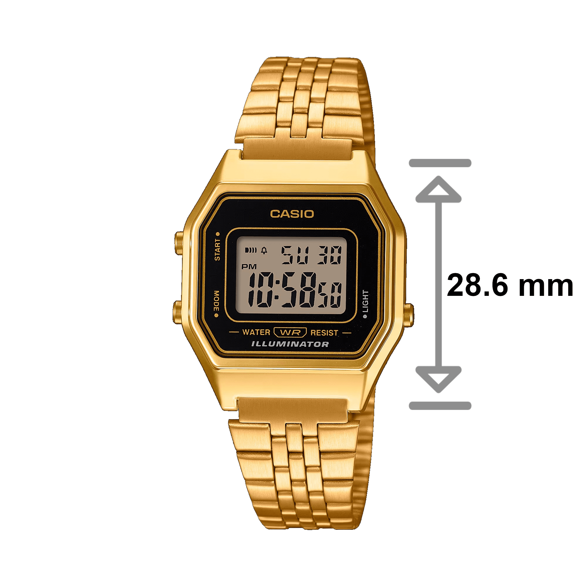 Casio - Reloj vintage LA680WEGA-1ER mujer dorado de acero con resistencia al agua y luz digital para uso diario