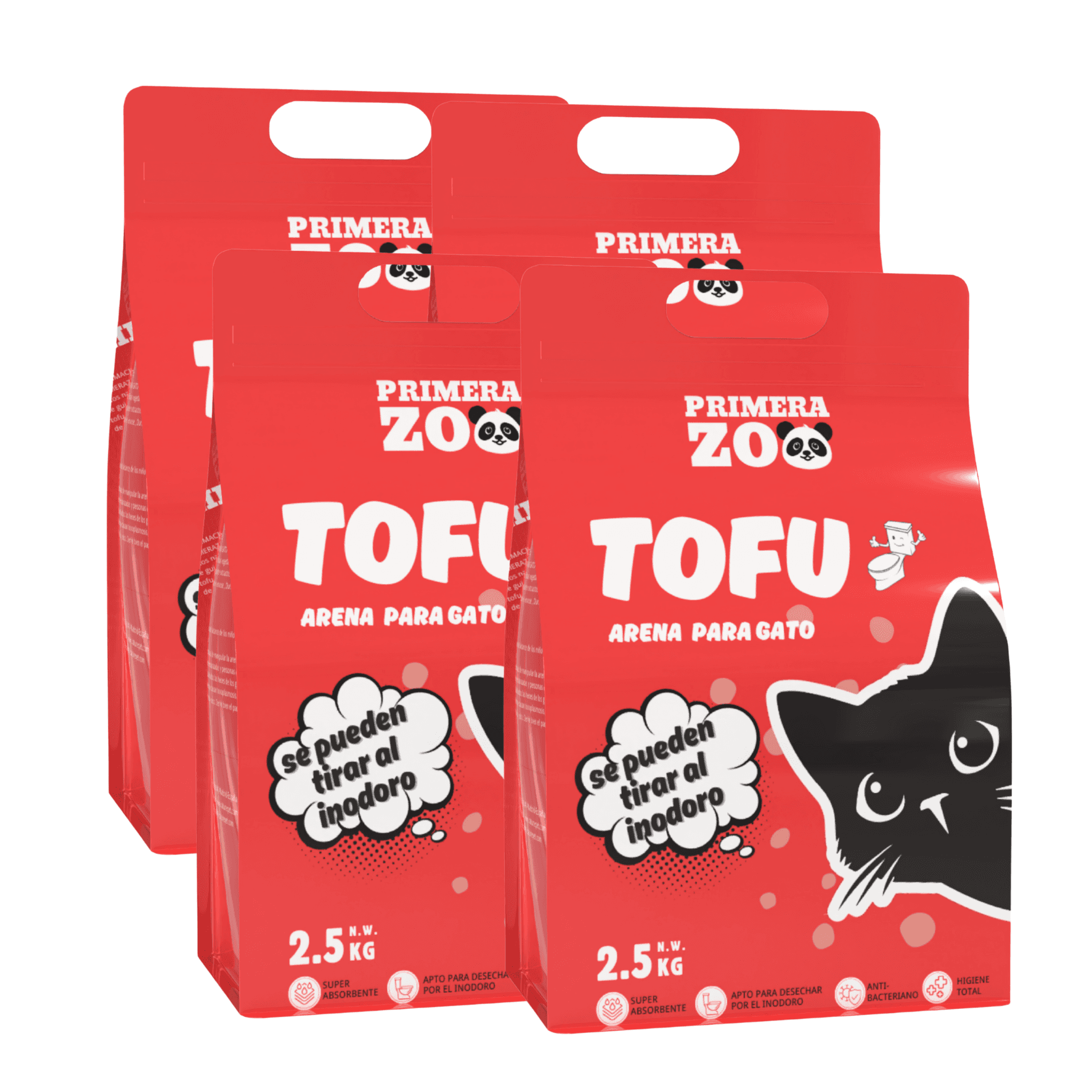 Primerazoo, Arena para Gatos de Tofu Natural, Súper Desodorizante, Baja en Polvo, Aglomerante y Desechable por el Inodoro